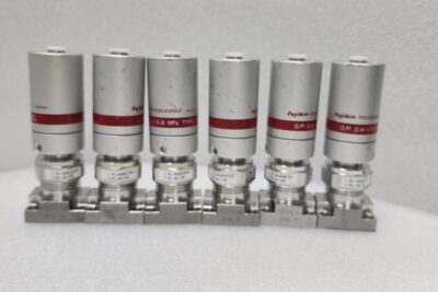Lot of 6  Fujikin 0.P. 0.4-0.6 MPa, C No. 401180 Type NC Valve,Used,Japan_96924